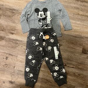 Disney Gray Mickey Mouse Toddler bundle sweat pants and t-shirt
